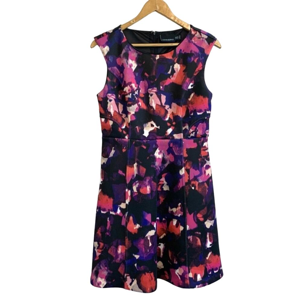 Cynthia Rowley Dark Pink and Purple Floral Mini Party Dress